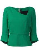 Roland Mouret 'rudyard' Blouse, Women's, Size: 12, Green, Silk/wool/elastodiene