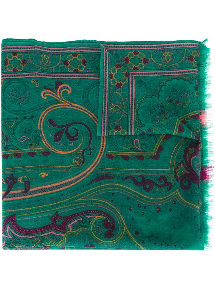 Etro Delhi Scarf, Women's, Green, Cashmere