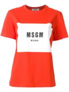 Msgm Logo Print T-shirt, Women's, Size: Large, Red, Cotton