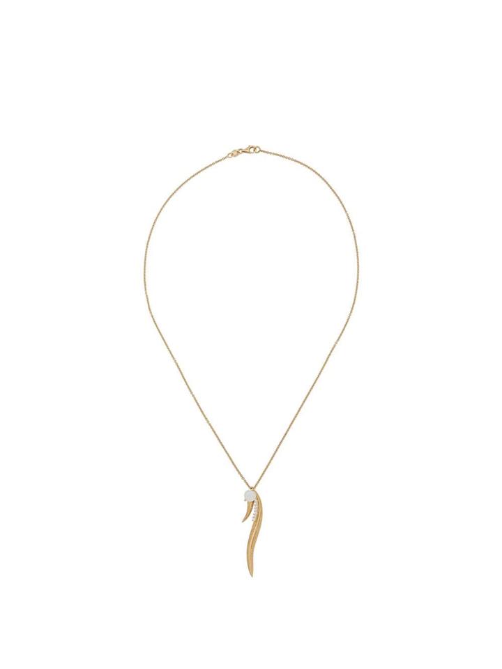 Daou 18kt Yellow Gold Phoenix Feather Diamond And Opal Pendant