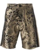 Christian Pellizzari Leaf Jacquard Shorts, Men's, Size: 46, Black, Cotton/acetate