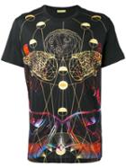 Versace Jeans Patterned T-shirt, Men's, Size: Small, Black, Cotton/modal