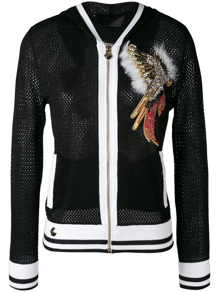 Philipp Plein - Hooded Mesh Jacket - Women - Cotton/acrylic/nylon/polyester - L, Black, Cotton/acrylic/nylon/polyester