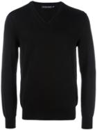 Alexander Mcqueen Deep V Neck Jumper, Men's, Size: Large, Black, Wool