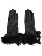 Prada Fur Trimmed Gloves - Black