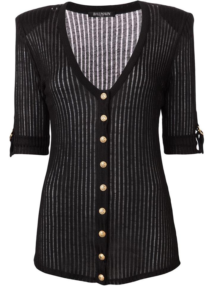 Balmain Buttoned Ribbed Top