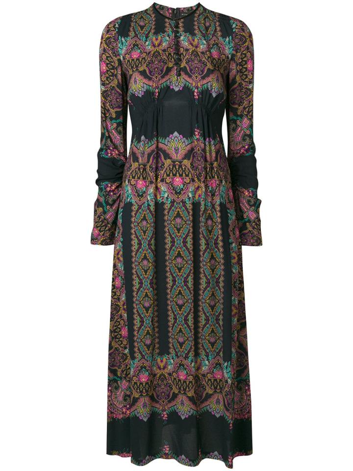 Etro Paisley Print Long Dress - Blue