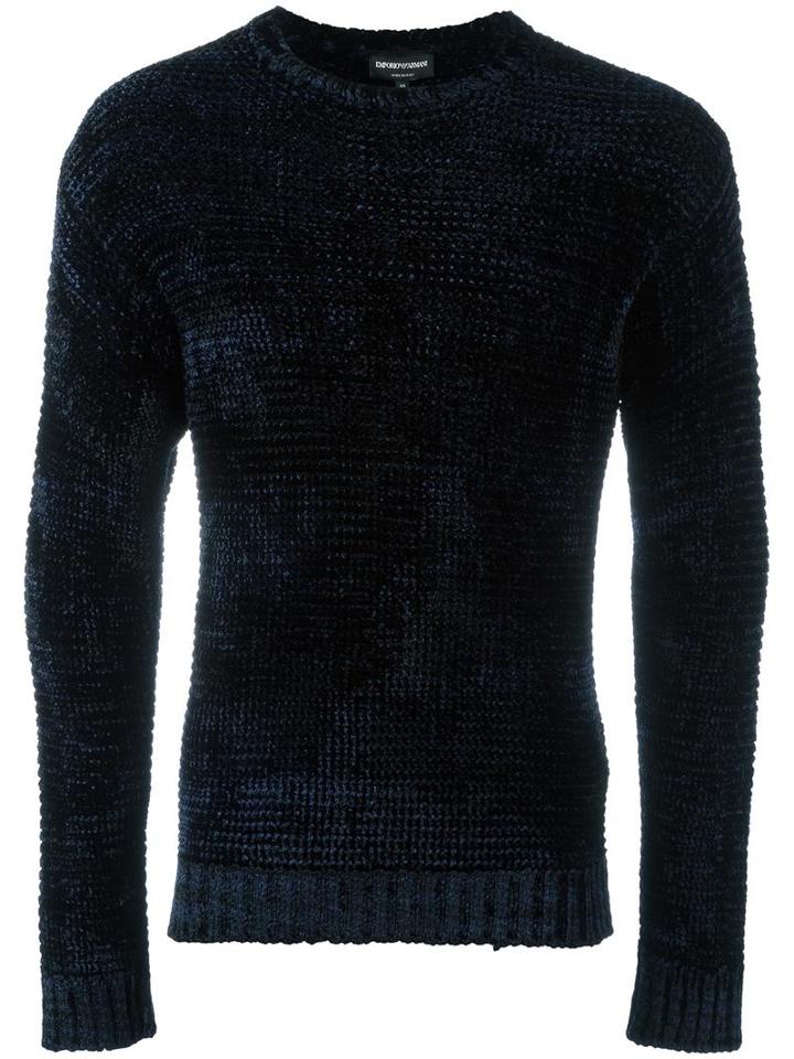 Emporio Armani Crew Neck Jumper, Men's, Size: 48, Blue, Viscose/cotton