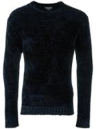 Emporio Armani Crew Neck Jumper, Men's, Size: 48, Blue, Viscose/cotton