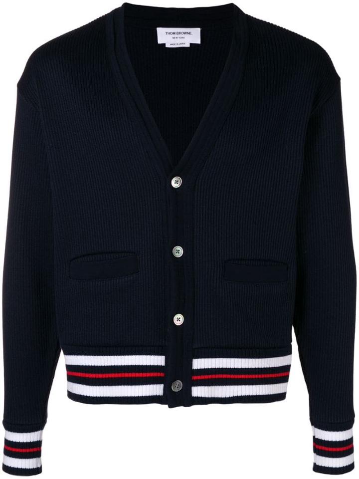 Thom Browne Cricket Stirpe Oversized Cardigan - Blue