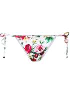 Dolce & Gabbana Rose Print String Bikini Bottoms - Multicolour