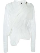 Rick Owens Lilies Tulle Zipped Asymmetric Jacket, Women's, Size: 44, White, Polyamide/spandex/elastane