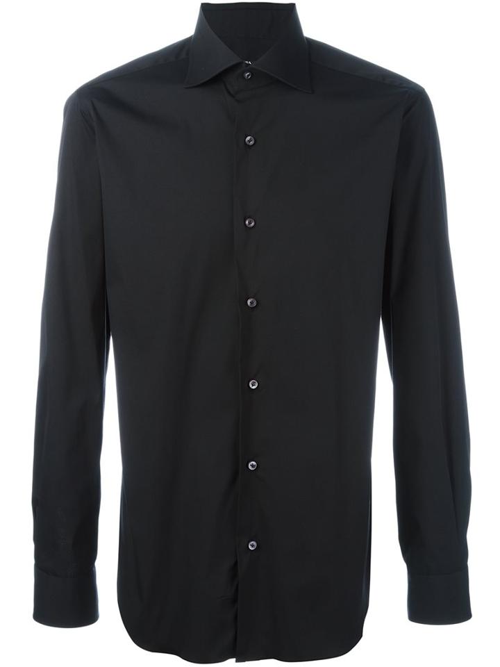 Barba Classic Shirt, Men's, Size: 42, Black, Cotton/polyamide/spandex/elastane