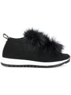 Jimmy Choo Fox Fur Sneakers - Black
