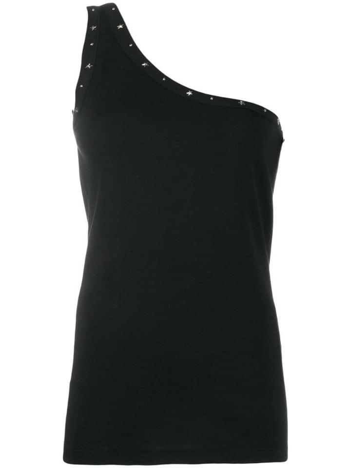 Saint Laurent One Shoulder Studded Top - Black