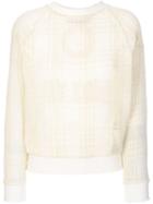 Mr & Mrs Italy Embroidered Tartan Mesh Sweatshirt - Neutrals