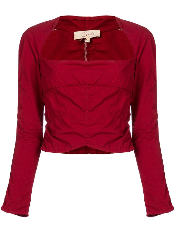 Romeo Gigli Vintage Cropped Longsleeved Blouse - Red