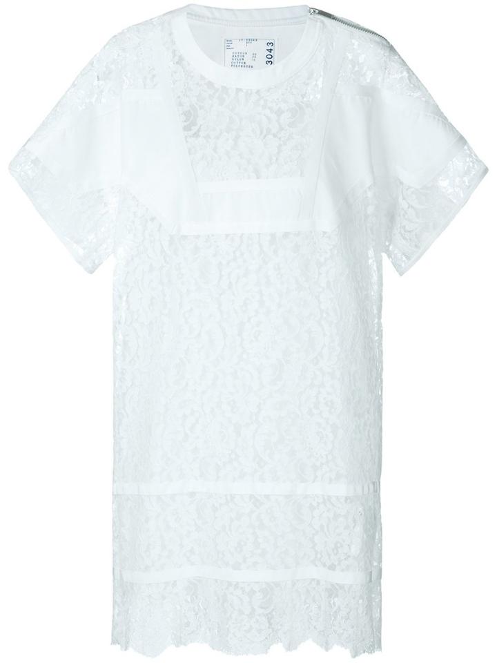 Sacai Twill Insert Guipure Lace Dress, Women's, Size: 1, White, Cotton/nylon/rayon