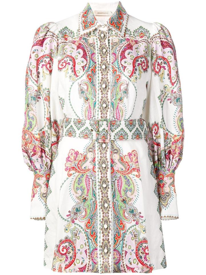 Zimmermann Paisley Print Shirt Dress - White