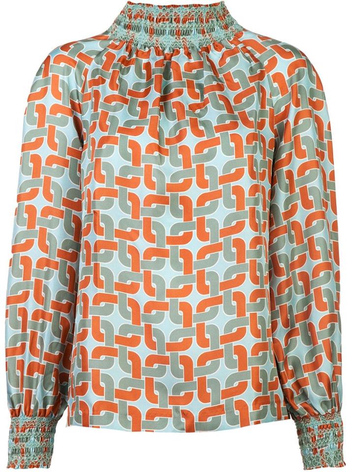 Le Sarte Pettegole Geometric Long-sleeve Blouse - Blue
