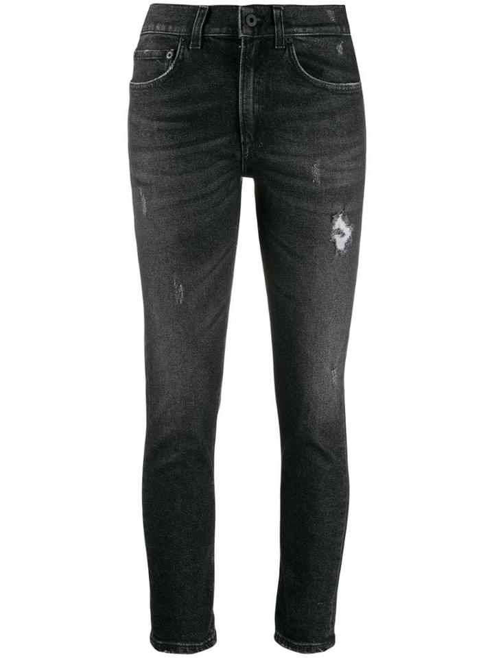 Dondup Distressed Cropped Skinny Jeans - Black