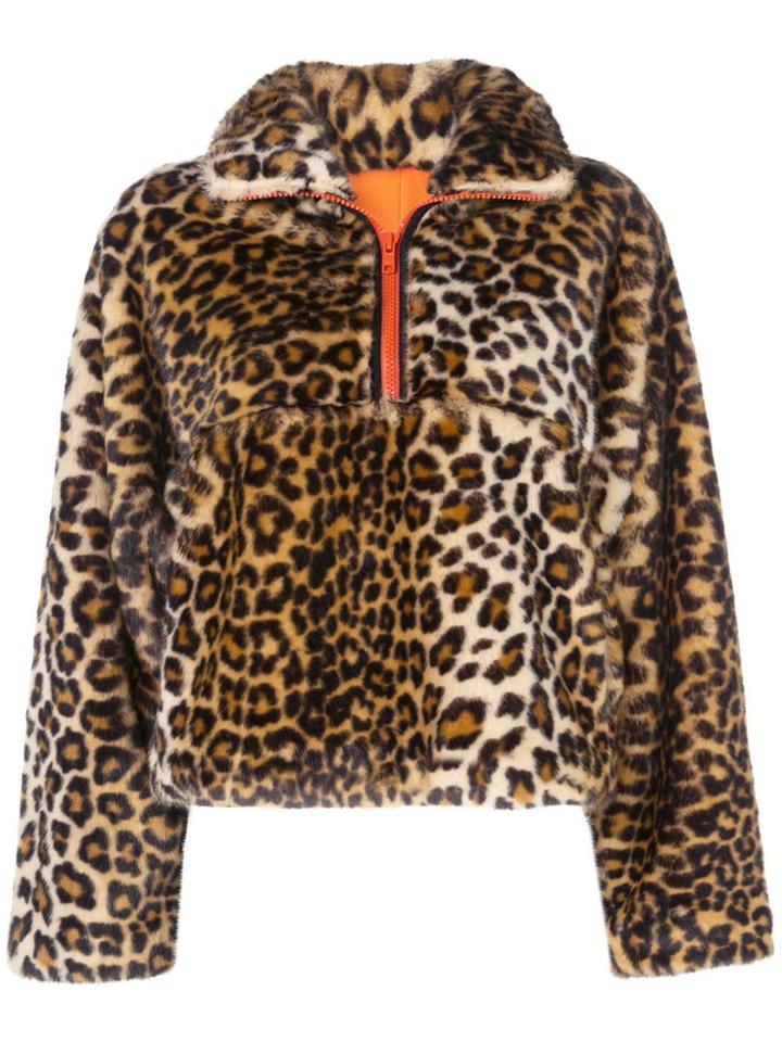 Sandy Liang Leopard Faux-fur Jacket - Brown