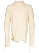 Sulvam Roll Neck Distressed Wool Blend Sweater - White