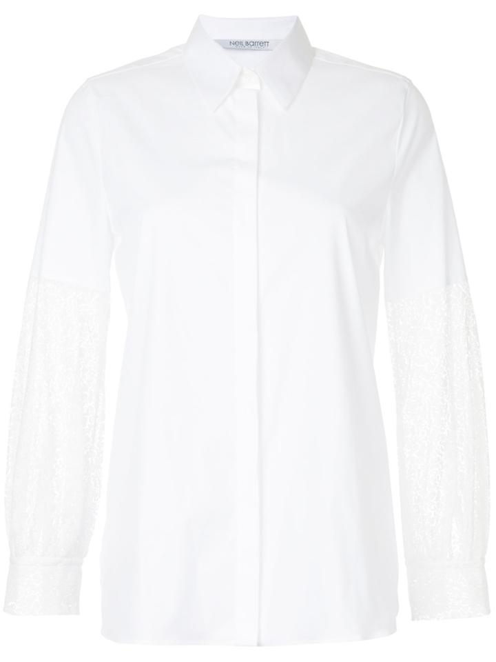 Neil Barrett Lace Sleeve Shirt - White