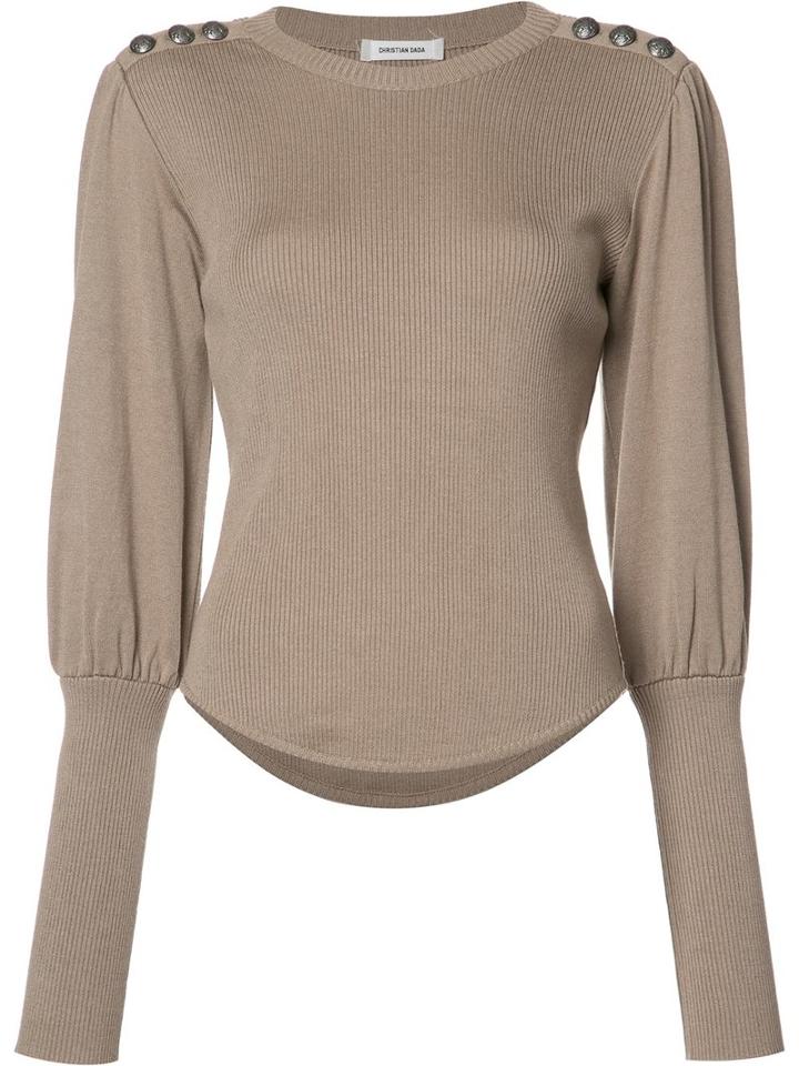 Christian Dada Button Detail Jumper, Women's, Size: 38, Brown, Wool/viscose
