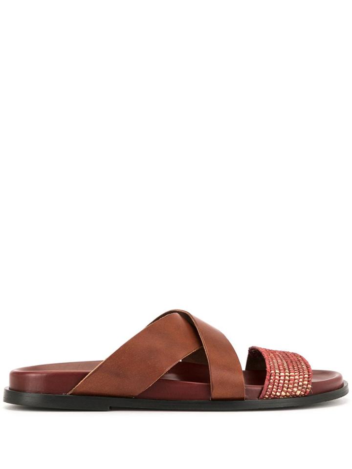 Casablanca Woven Panel Sandals - Brown