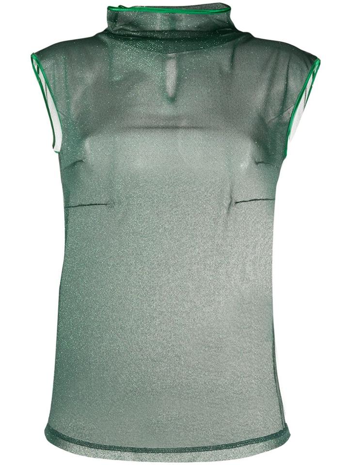 Styland Glitterd High Neck Top - Green