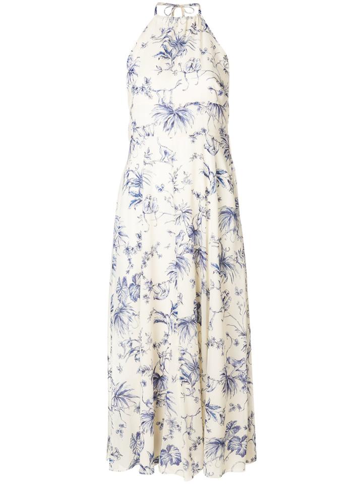 Red Valentino Floral Print Halterneck Dress - Nude & Neutrals