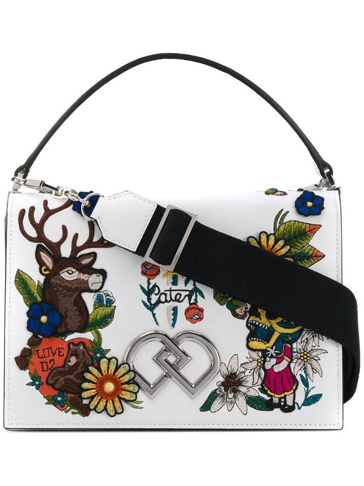 Dsquared2 - Embroidered Dd Crossbody Bag - Women - Leather - One Size, White, Leather
