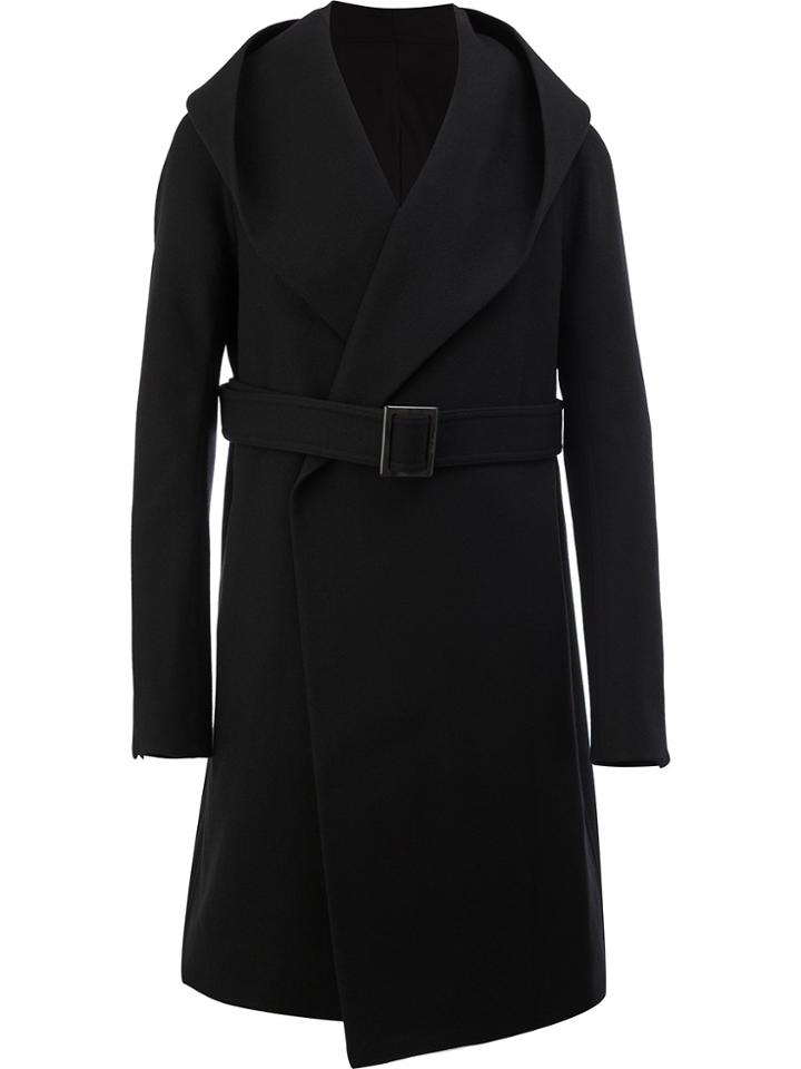 Rick Owens Shawl Collar Coat - Black