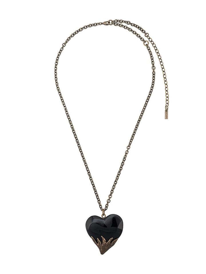 Saint Laurent Heart Pendant Necklace - Gold