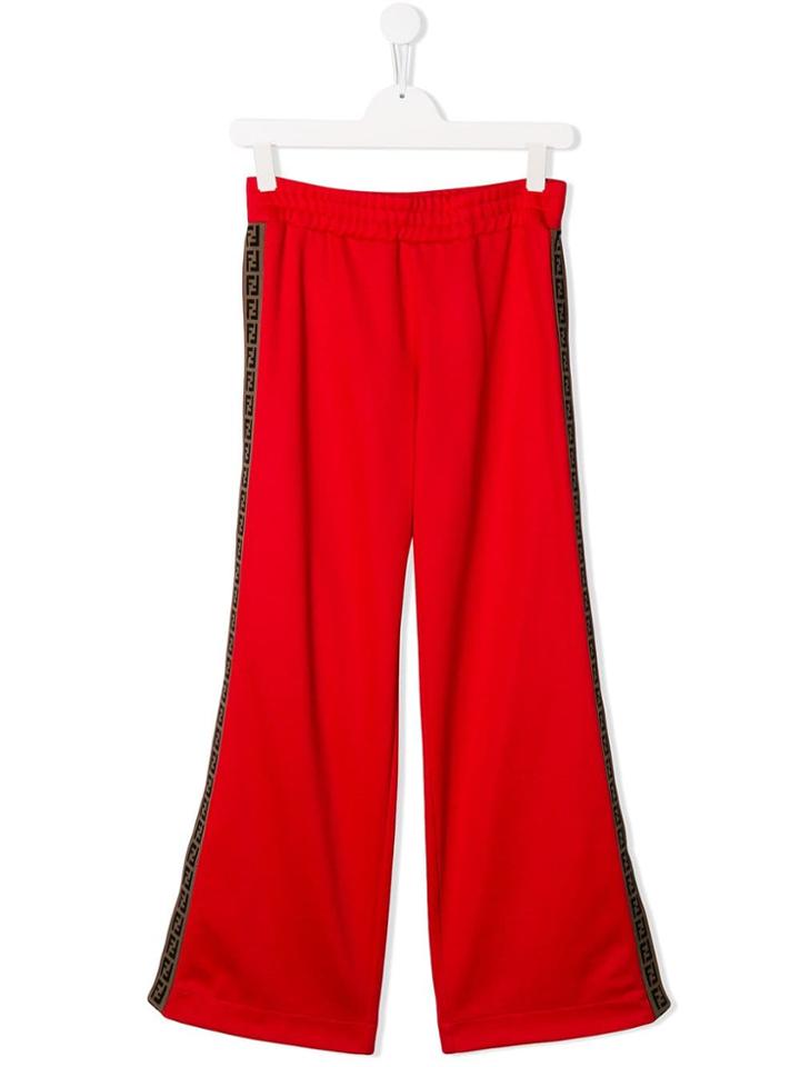 Fendi Kids Teen Logo Appliqué Trousers - Red