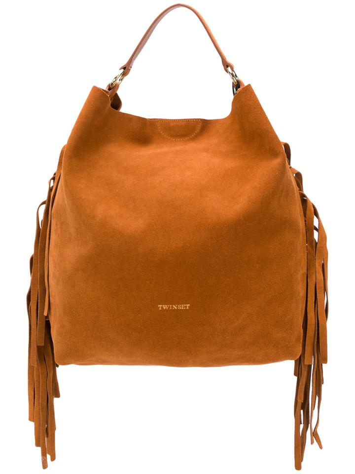 Twin-set Fringed Tote Bag - Brown