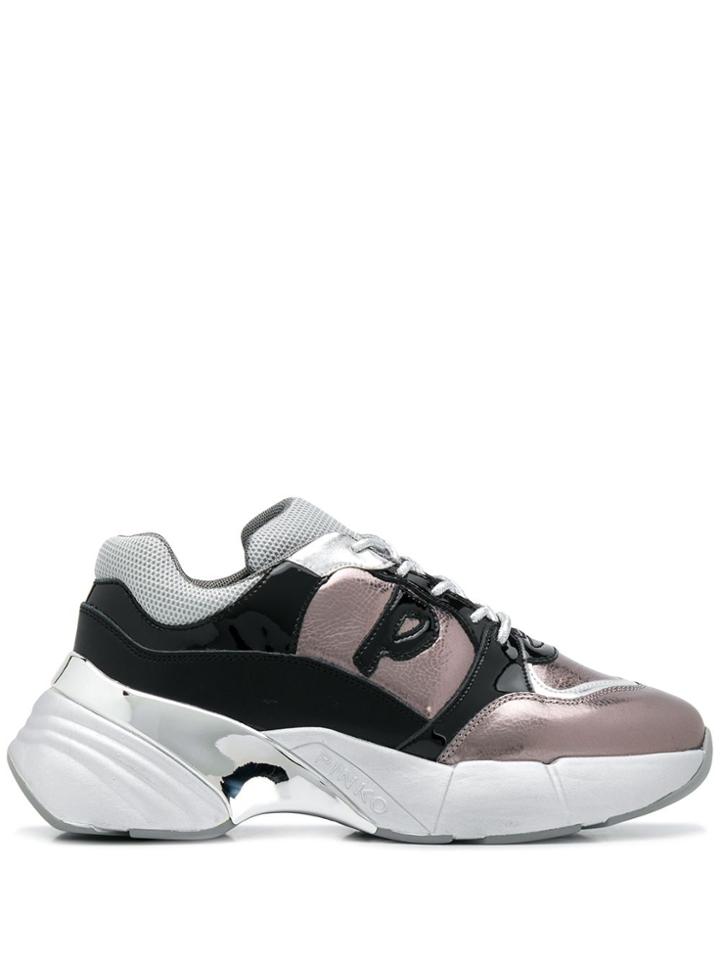 Pinko Colour Blocked Chunky Low Top Sneakers - Grey