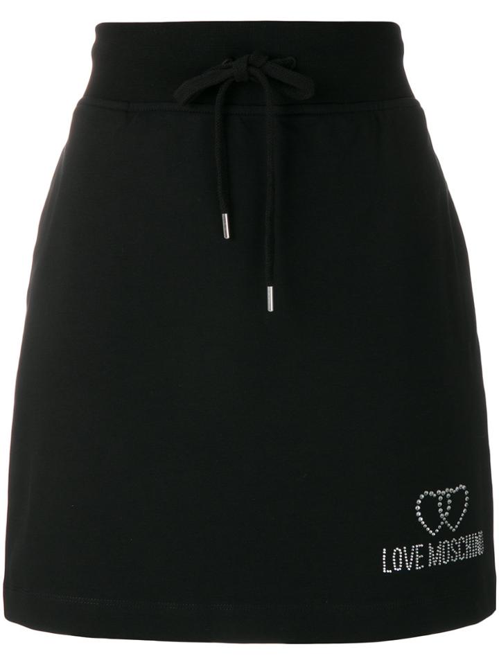Love Moschino Logo Embellished Skirt - Black