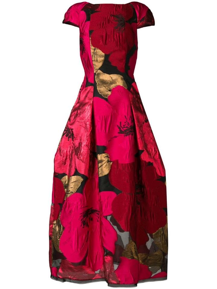 Talbot Runhof Oversized Poppy Print Dress - Pink