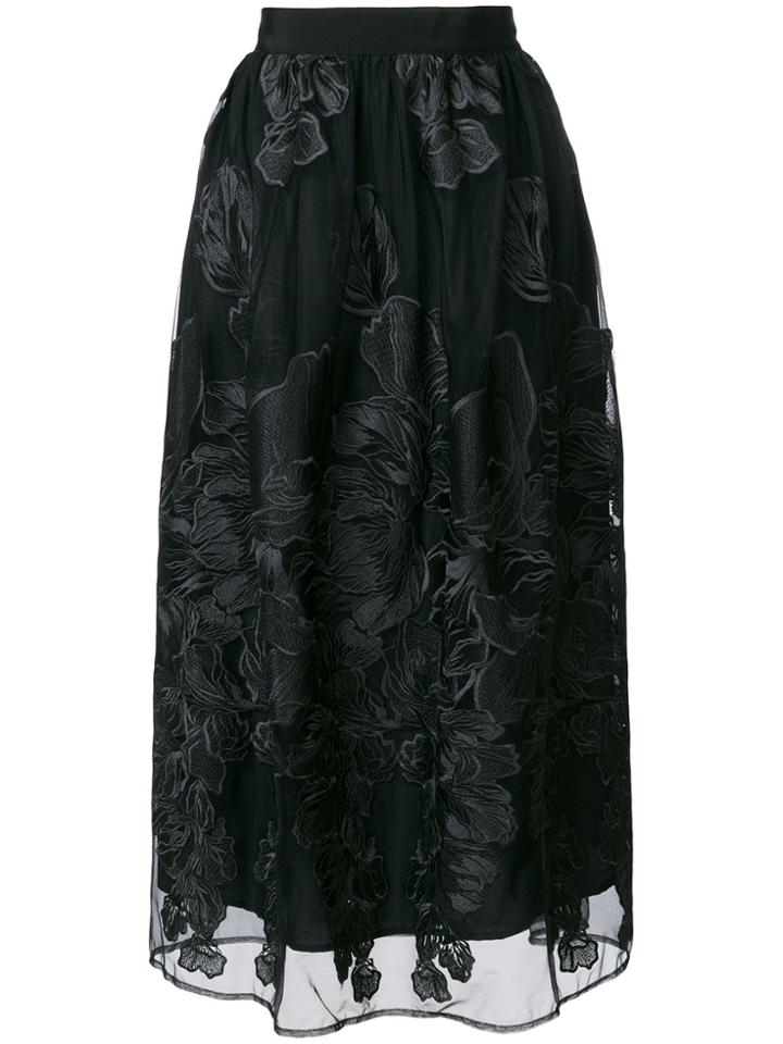 Marco Bologna Embroidered Floral Skirt - Black