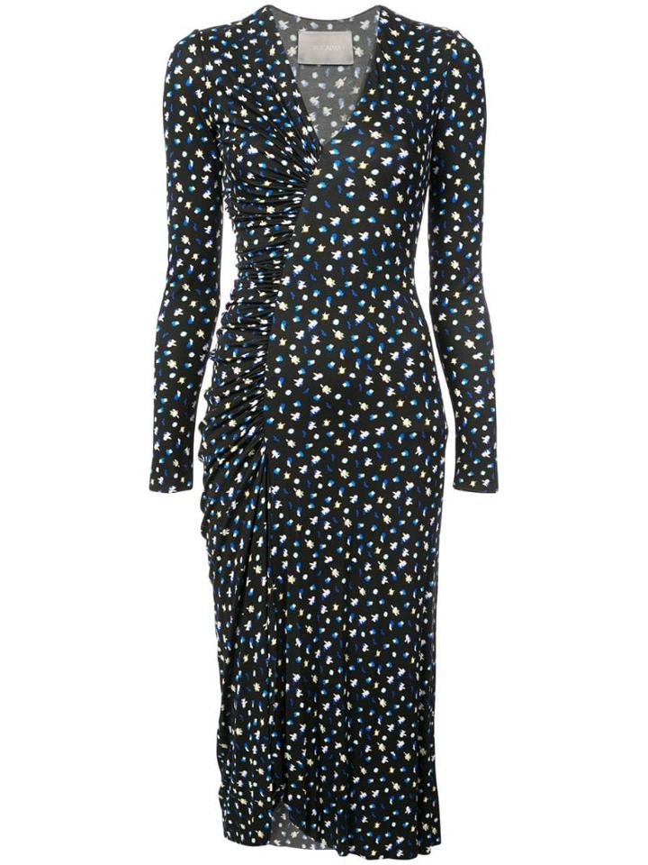 Jason Wu Collection Floral Print Ruched Detail Dress - Black