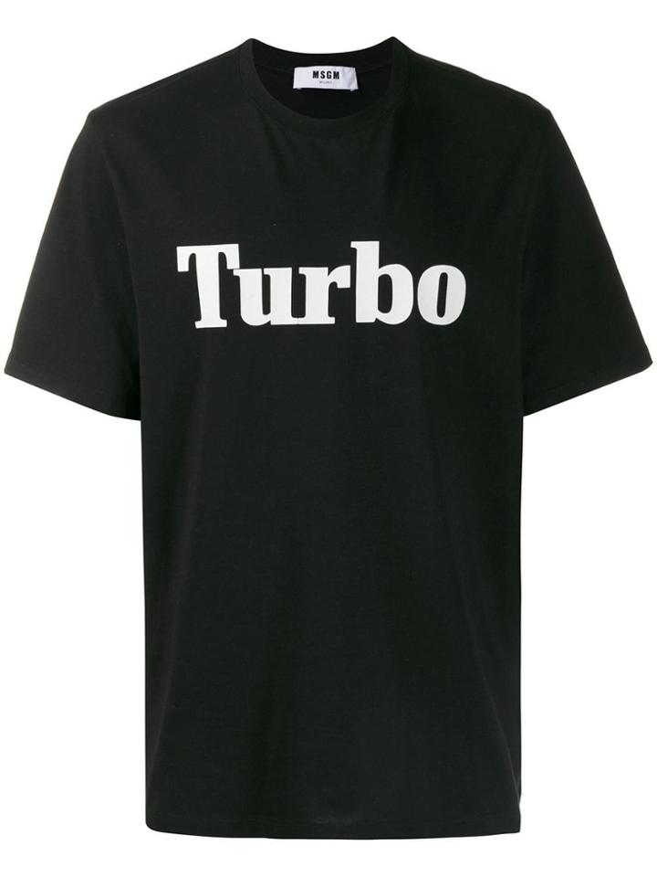 Msgm Turbo Slogan Print T-shirt - Black