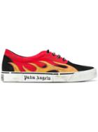 Palm Angels Flame Distressed Low Top Sneakers - Black