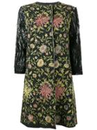 By Walid - Floral Embroidered Coat - Women - Silk/cotton - Xl, Women's, Black, Silk/cotton
