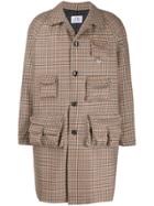 Lc23 Checked Single Breasted Coat - Brown