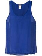 Kristensen Du Nord - Scoop Neck Vest - Women - Silk/cotton - 0, Blue, Silk/cotton