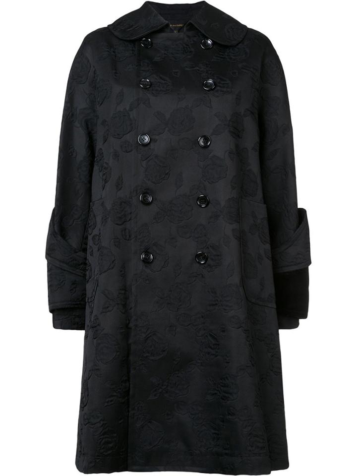 Comme Des Garçons Jacquard Double-breasted Coat - Black