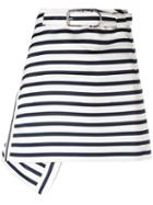 Carven - Striped A-line Skirt - Women - Polyester/acetate/viscose - 38, White, Polyester/acetate/viscose