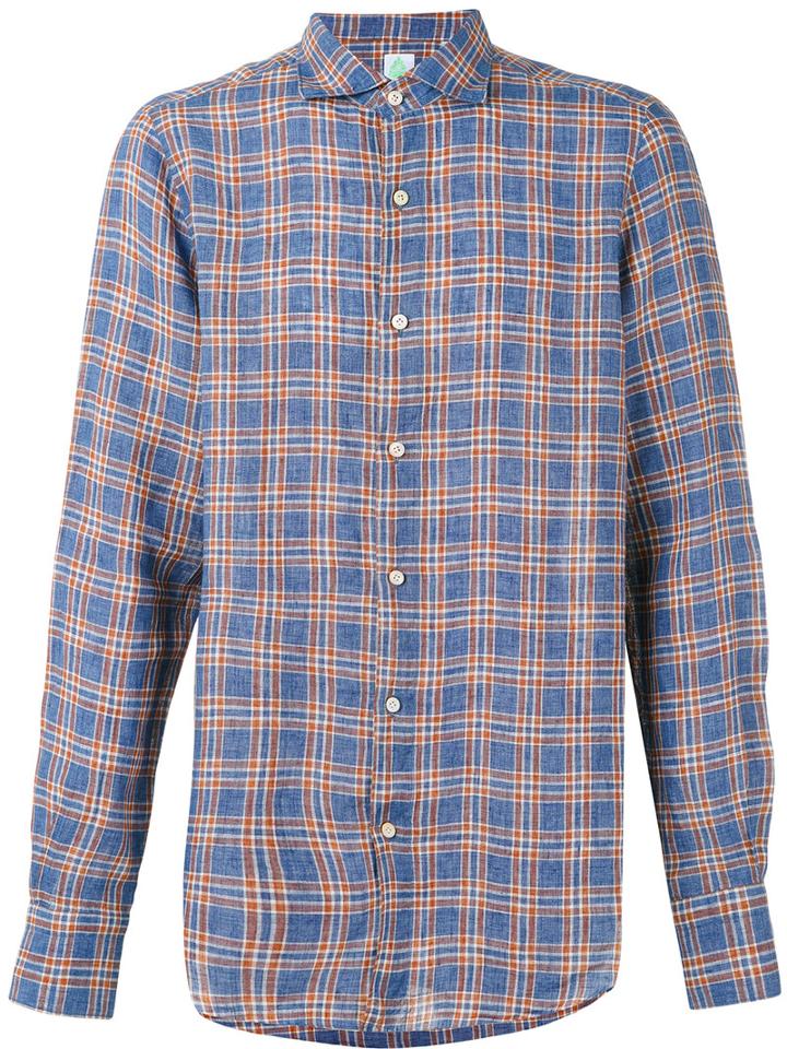 Finamore 1925 Napoli - 'napoli Tokyo' Plaid Shirt - Men - Linen/flax - M, Blue, Linen/flax